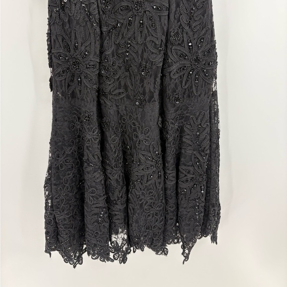 Cache Vintage Y2K Black Beaded Goth Witchy Flapper Mesh Flared Dress Size 2 - Picture 5 of 16